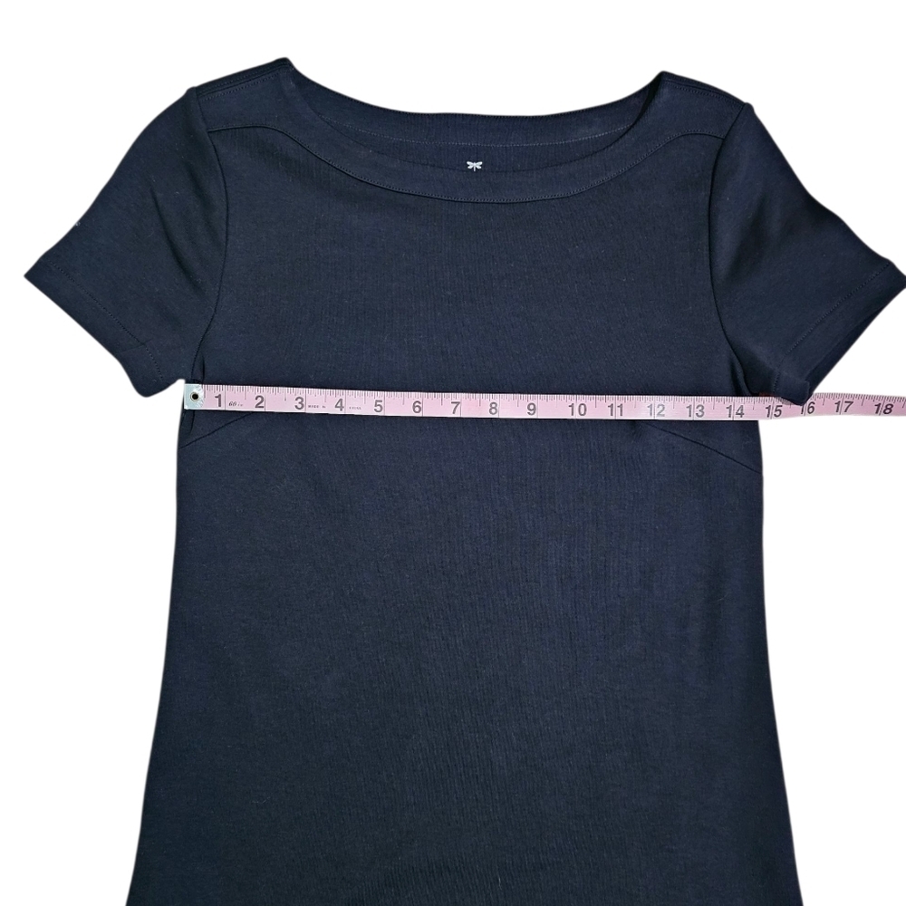 Talbots Women XS Black Sheath Dress Minimalist Cotton Knit Essential Elevated - Picture 6 of 6